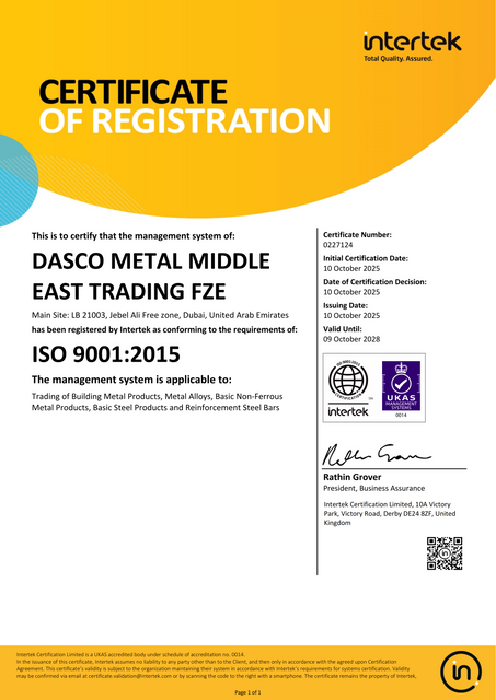 4、DASCO METAL-Certificate-Intertek ISO 9001_01(1)